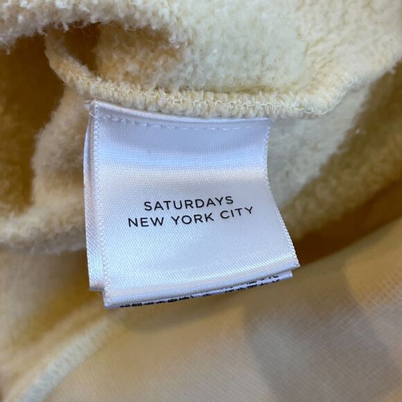 Saturdays New York City Light Yellow Beige Hoodie Sweatshirt Red Lettering - Picture 3 of 9